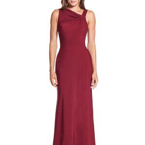 Modern Burgundy Crepe High Neck Formal Dress